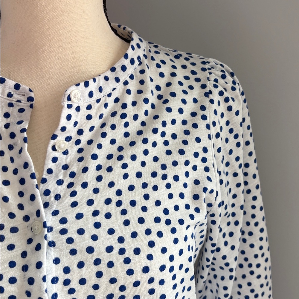 Boden White Top with Blue Polka Dots - Picture 5 of 5